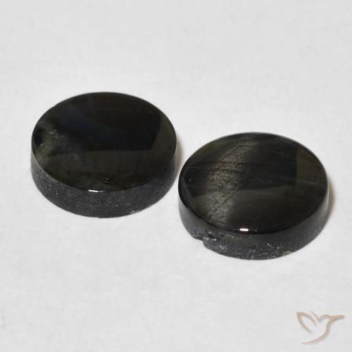 Pedras preciosas de espectrolita multicolorido natural de 3,38 ct, corte redondo, opaco