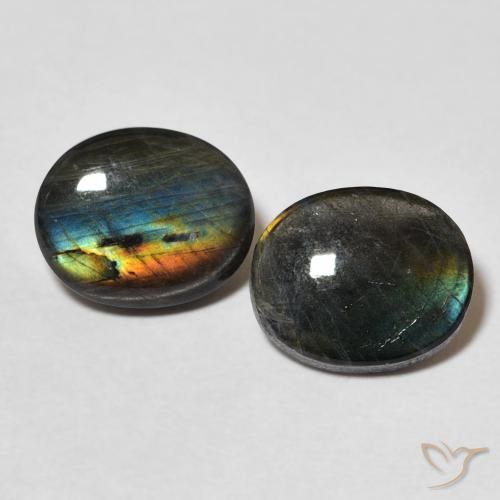 Pedras preciosas de espectrolita multicolorido natural de 4,00 ct, corte oval, opaco