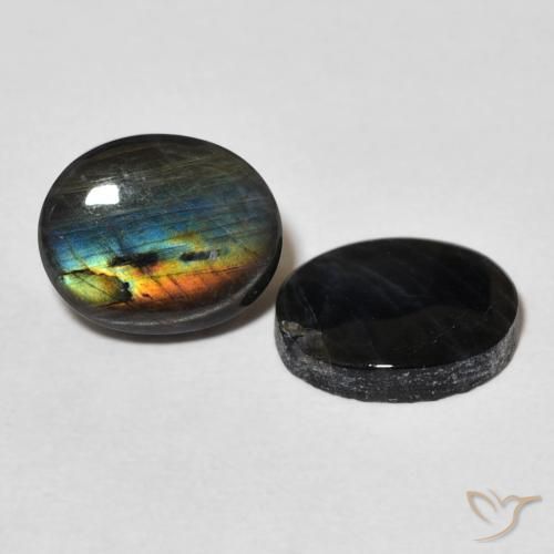 Pedras preciosas de espectrolita multicolorido natural de 4,00 ct, corte oval, opaco