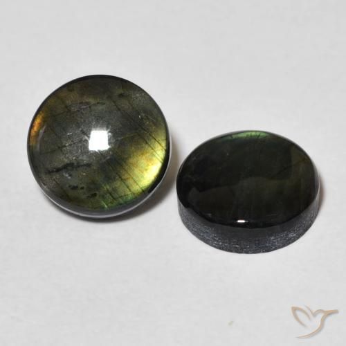Pedras preciosas de Spectrolite Multicolorido natural de 3.55 ct, Redondo, Opaco