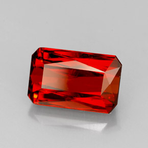 Granada espessartita laranja natural 3,79ct, corte esmeralda, VS-SI