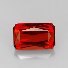 Granada espessartita laranja natural 3,79ct, corte esmeralda, VS-SI