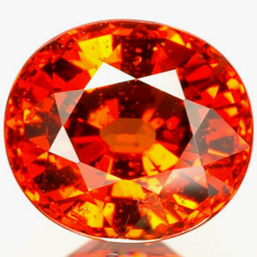 Granada espessartita laranja natural 2,94ct, corte oval, VS-SI