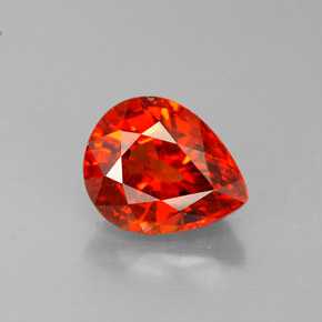 Granada espessartita laranja natural 1,91ct, formato de pêra, VS