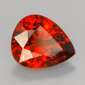 Granada espessartita laranja avermelhado Natural 3.12ct, Formato de pêra, VVS