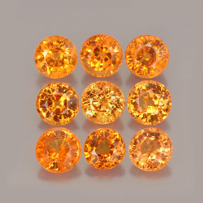 Pedras preciosas de granada espessartita laranja natural de  ct, corte redondo, VS