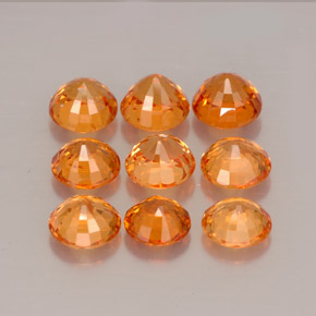 Pedras preciosas de granada espessartita laranja natural de  ct, corte redondo, VS
