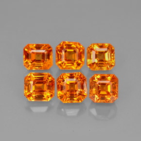 Pedras preciosas de granada espessartita laranja natural de  ct, corte esmeralda, VVS-VS