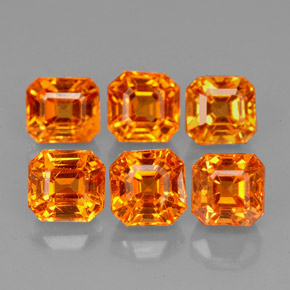 Pedras preciosas de granada espessartita laranja natural de  ct, corte esmeralda, VVS-VS
