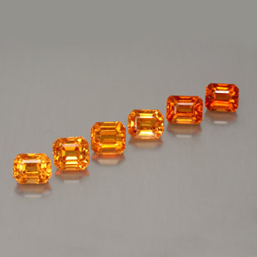Pedras preciosas de granada espessartita laranja natural de 3,42 ct, corte esmeralda, VVS-VS