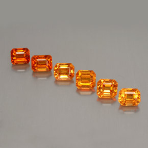 Pedras preciosas de granada espessartita laranja natural de 3,42 ct, corte esmeralda, VVS-VS