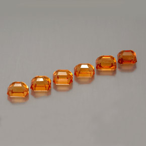 Pedras preciosas de granada espessartita laranja natural de 3,42 ct, corte esmeralda, VVS-VS