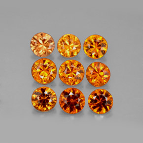 Pedras preciosas de granada espessartita laranja natural de  ct, corte redondo, VVS-VS
