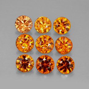 Pedras preciosas de granada espessartita laranja natural de  ct, corte redondo, VVS-VS