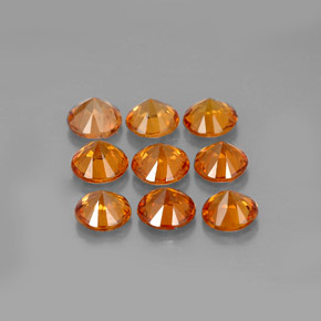 Pedras preciosas de granada espessartita laranja natural de  ct, corte redondo, VVS-VS