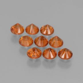Pedras preciosas de granada espessartita laranja natural de  ct, corte redondo, VS
