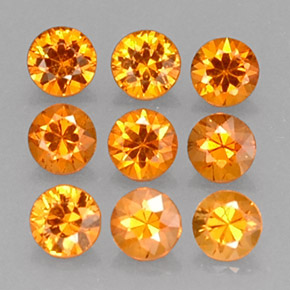 Pedras preciosas de granada espessartita laranja natural de  ct, corte redondo, VS