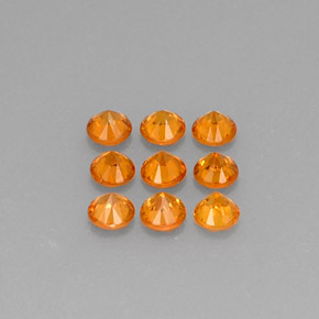 Pedras preciosas de granada espessartita laranja natural de  ct, corte redondo, VS