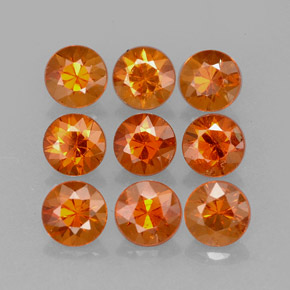 Pedras preciosas de granada espessartita laranja natural de  ct, corte redondo, VS