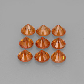 Pedras preciosas de granada espessartita laranja natural de  ct, corte redondo, VS