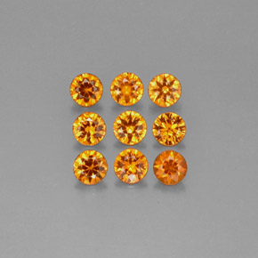 Pedras preciosas de granada espessartita laranja natural de  ct, corte redondo, VS