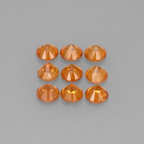Pedras preciosas de granada espessartita laranja natural de  ct, corte redondo, VS