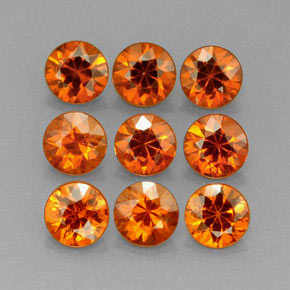 Pedras preciosas de granada espessartita laranja natural de  ct, corte redondo, VS