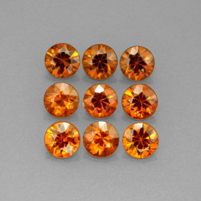Pedras preciosas de granada espessartita laranja natural de  ct, corte redondo, VS