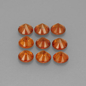 Pedras preciosas de granada espessartita laranja natural de  ct, corte redondo, VS