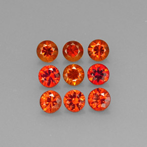 Pedras preciosas de granada espessartita laranja natural de  ct, corte redondo, VS