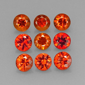Pedras preciosas de granada espessartita laranja natural de  ct, corte redondo, VS