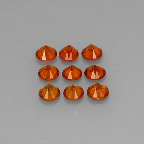 Pedras preciosas de granada espessartita laranja natural de  ct, corte redondo, VS