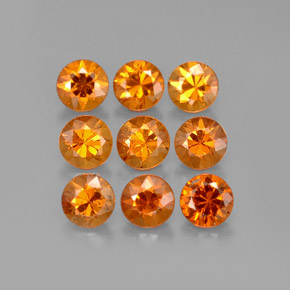 Pedras preciosas de granada espessartita laranja natural de  ct, corte redondo, VS