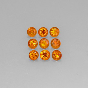 Pedras preciosas de granada espessartita laranja natural de  ct, corte redondo, VS