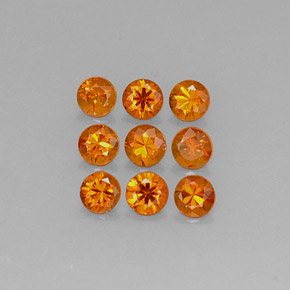 Pedras preciosas de granada espessartita laranja natural de  ct, corte redondo, VS