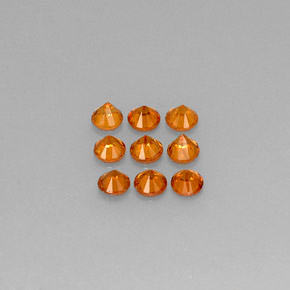 Pedras preciosas de granada espessartita laranja natural de  ct, corte redondo, VS