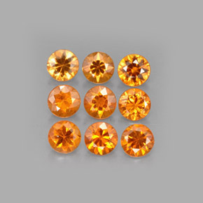 Pedras preciosas de granada espessartita laranja natural de  ct, corte redondo, VS
