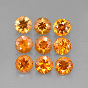 Pedras preciosas de granada espessartita laranja natural de  ct, corte redondo, VS