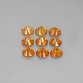 Pedras preciosas de granada espessartita laranja natural de  ct, corte redondo, VS