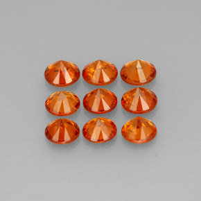 Pedras preciosas de granada espessartita laranja natural de  ct, corte redondo, VS