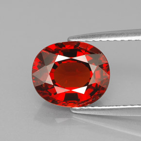 Granada espessartita laranja avermelhado Natural 2.85ct, Corte Oval, VVS-VS