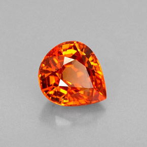 Granada espessartita laranja natural 0,77ct, formato de pêra, VVS