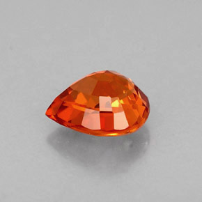 Granada espessartita laranja natural 0,77ct, formato de pêra, VVS