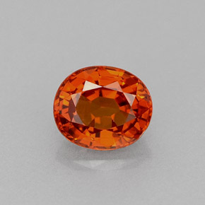Granada espessartita laranja natural 0,88ct, corte oval, VVS-VS