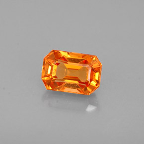 Granada espessartita laranja natural 0,83ct, corte esmeralda, VS