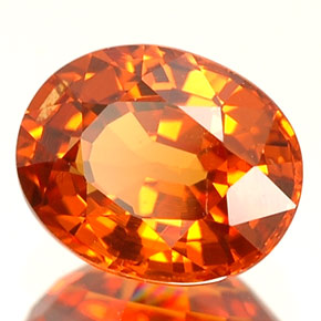 Granada espessartita laranja natural 1,36ct, corte oval, VS