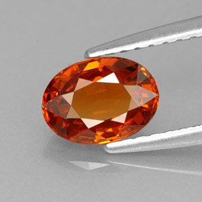 Granada espessartita laranja natural 1,26ct, corte oval, VVS