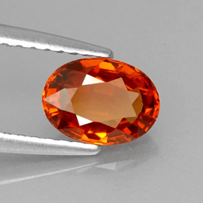 Granada espessartita laranja natural 1,26ct, corte oval, VVS