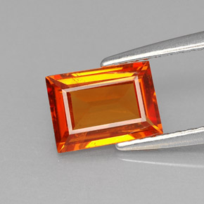 Granada espessartita laranja natural 1,38ct, baguete, VS