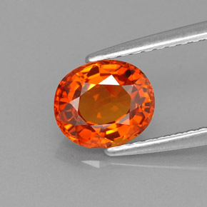 Granada espessartita laranja natural 1,61ct, corte oval, VVS-VS